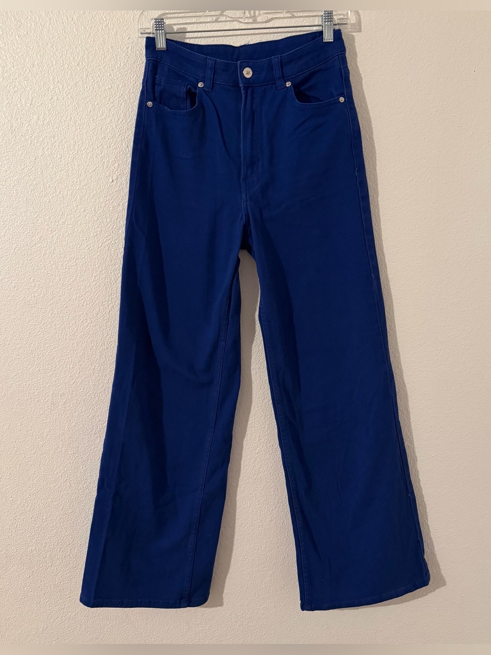 H&M Divided Womenโs Size 6 Cobalt Blue High Rise Wide Leg Jeans Pants